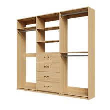 Natural Oak closet kit 93 inch for expanded hanging storage