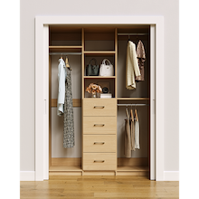 Natural Oak closet organizer 60 inch for space-saving dress, coat and long garment storage
