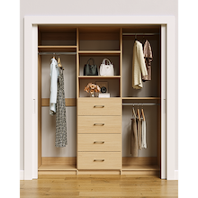 Natural Oak closet organizer 72 inch for dress, coat and long garment storage