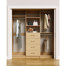 Natural Oak closet organizer 75 inch for coats, dresses and long garment storage