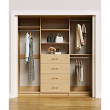 Natural Oak closet organizer 81 inch for long dress, coat and long garment storage