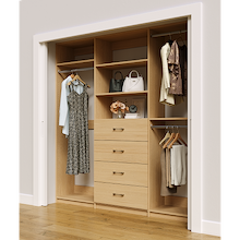 Natural Oak closet organizer 84 inch with generous hanging storage for clothing