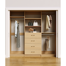 Natural Oak closet organizer 87 inch for expanded dress, coat and long garment storage