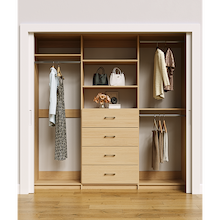 Natural Oak closet system 84 inch for formalwear, coat and long garment storage