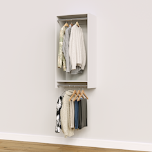 21 inch double hanging closet in white for kids' rooms.