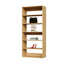 Natural Oak Natural oak 30 inch closet organizer for wide bedroom shelving.