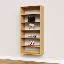 Natural oak 31.5 inch closet organizer for high-capacity bedroom storage.