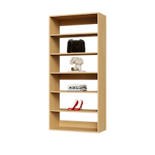Natural oak 31.5 inch shelf tower for a luxury walk-in closet.