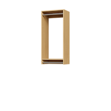19.5 inch double hanging closet organizer in natural oak for slim spaces.