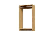 24 inch double hanging closet organizer in natural oak for standard bedrooms.