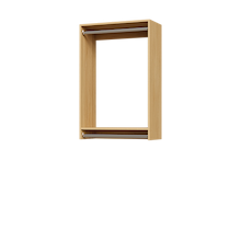 28.5 inch double hanging closet organizer in natural oak for high-capacity hanging.