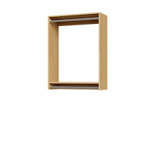 33 inch double hanging closet organizer in natural oak for dressing rooms.