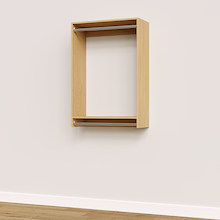 30 inch double hanging closet in natural oak, built-in for large closets.