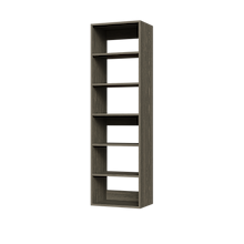 Grey 19.5 inch shelf tower for reach-in closet organization.