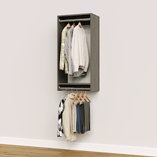 21 inch double hanging closet in grey for reach-in organization.
