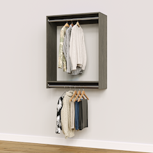 34.5 inch double hanging closet in grey for shared bedrooms.