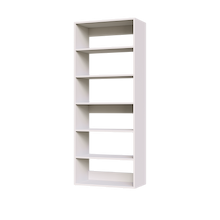 White 27 inch shelf tower used in a shared bedroom closet.
