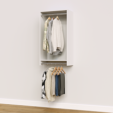 24 inch double hanging closet in white for small bedrooms.