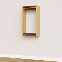 22.5 inch double hanging closet in natural oak, wall mounted for heavy-duty storage.