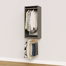 19.5 inch double hanging closet in grey for high-capacity apartments.
