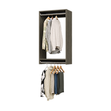 24 inch double hanging closet in grey with t-shirts for daily wear.