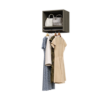 Grey 18 inch tall hanging closet organizer for garment hanging.