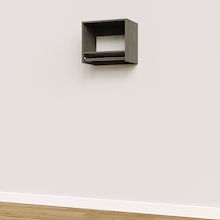 Grey 19.5 inch tall hanging closet system with adjustable modular storage.