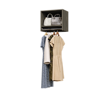 Grey 19.5 inch tall hanging closet organizer for long garment hanging.