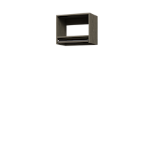Grey 21 inch tall hanging closet for suits and long robes.