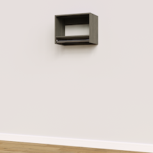 Grey 22.5 inch tall hanging closet system with modular closet flexibility.