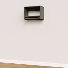 Grey 24 inch tall hanging closet system with custom closet organization.