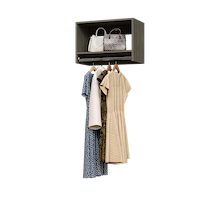 Grey 25.5 inch tall hanging closet organizer for garment hanging.