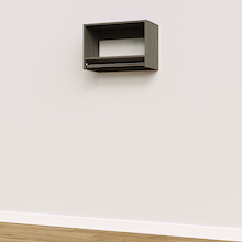 Grey 25.5 inch tall hanging closet system with space-saving vertical storage.