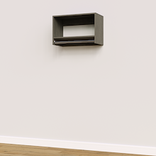 Grey 27 inch tall hanging closet system with custom closet organization.