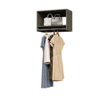 Grey 27 inch tall hanging closet organizer for clothes storage.