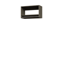 Grey 28.5 inch tall hanging closet for uniforms and suits.