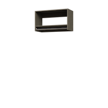 Grey 30 inch tall hanging closet for formal wear and suits.