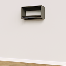 Grey 30 inch tall hanging closet system with modular closet flexibility.