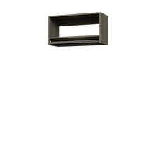 Grey 33 inch tall hanging closet for long robes and dresses.