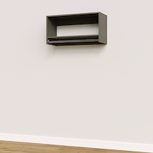 Grey 34.5 inch tall hanging closet system with modular closet flexibility.