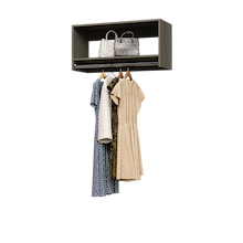 Grey 36 inch tall hanging closet organizer for garment hanging.
