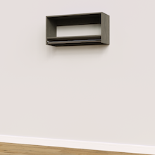Grey 36 inch tall hanging closet system with space-saving vertical storage.