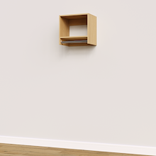 Natural Oak 18 inch tall hanging closet system with modular hanging storage.