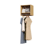 Natural Oak 18 inch tall hanging closet organizer for wardrobe storage.