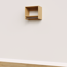 Natural Oak 19.5 inch tall hanging closet system with custom closet organization.