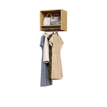 Natural Oak 19.5 inch tall hanging closet organizer for clothes storage.