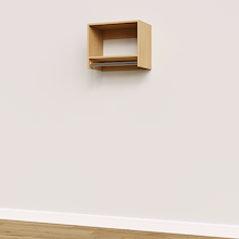 Natural Oak 21 inch tall hanging closet system with modular hanging storage.