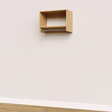 Natural Oak 24 inch tall hanging closet system with adjustable modular storage.