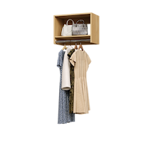 Natural Oak 24 inch tall hanging closet organizer for garment storage.