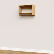 Natural Oak 25.5 inch tall hanging closet system with modular hanging efficiency.